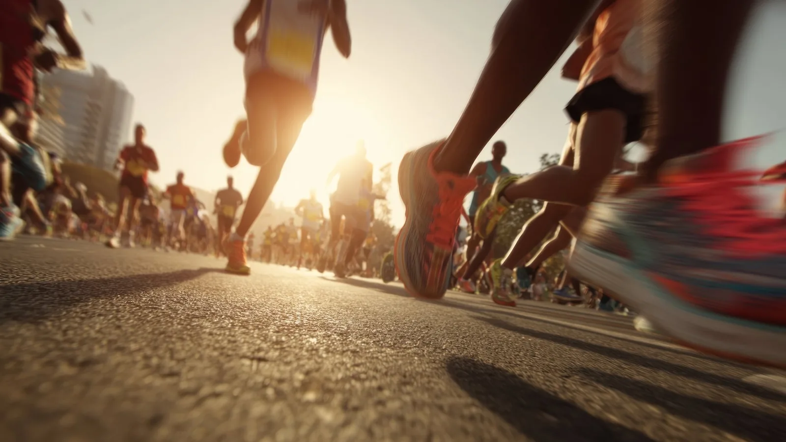 Runners racing past cheering spectators in an outdoor endurance event